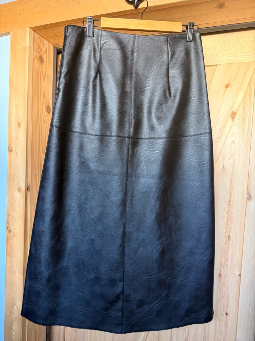 Eclipse Black Faux Leather Midi Skirt